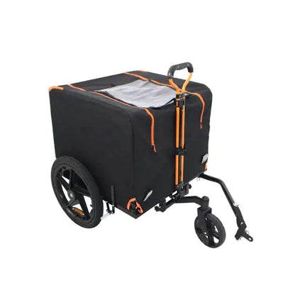 Faltbarer Haustier-Jogging-Kinderwagen, Hundetransporter, Fahrradanhänger, Haustier-Hunde-/Katzen-Fahrradanhänger, Orange und Schwarz – Ideal für kleine Haustiere