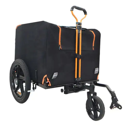 Faltbarer Haustier-Jogging-Kinderwagen, Hundetransporter, Fahrradanhänger, Haustier-Hunde-/Katzen-Fahrradanhänger, Orange und Schwarz – Ideal für kleine Haustiere