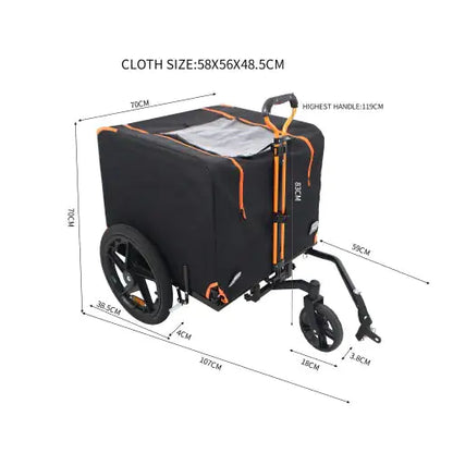 Faltbarer Haustier-Jogging-Kinderwagen, Hundetransporter, Fahrradanhänger, Haustier-Hunde-/Katzen-Fahrradanhänger, Orange und Schwarz – Ideal für kleine Haustiere